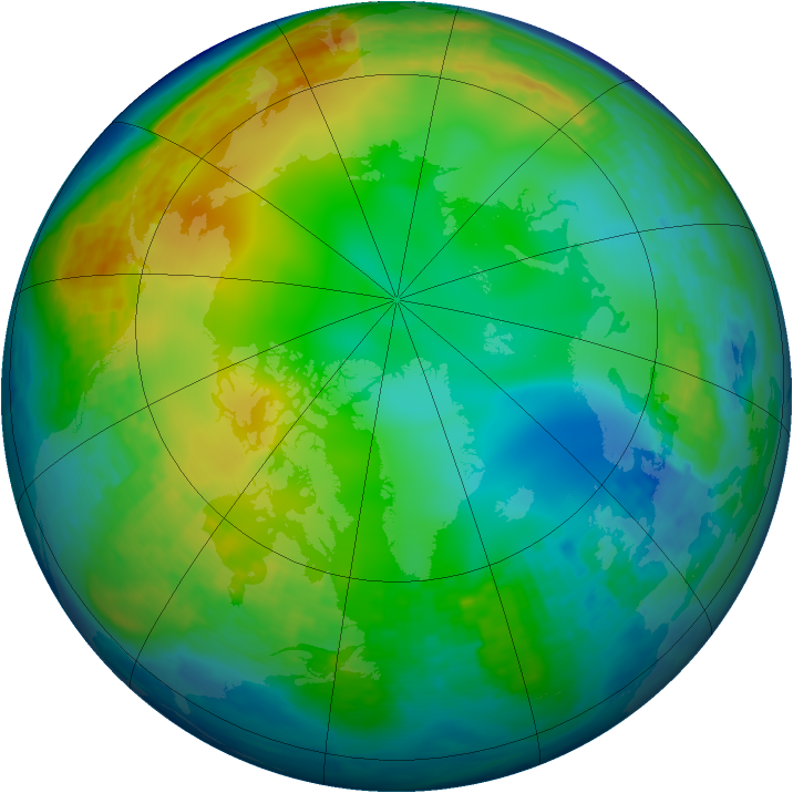 Arctic ozone map for 16 December 2003